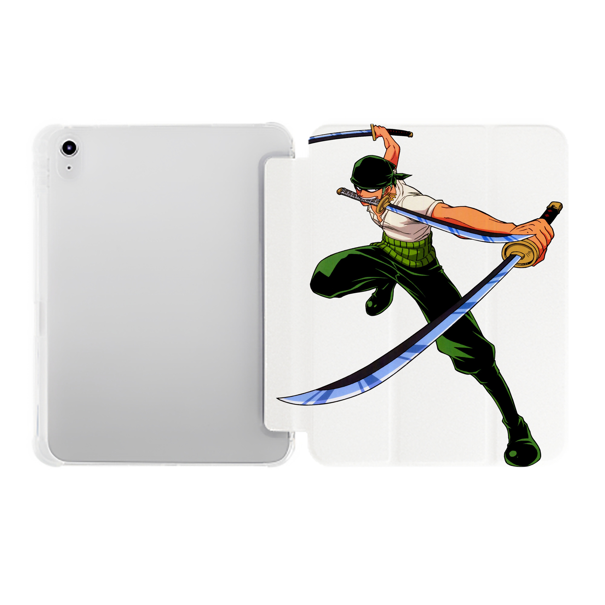 （画像用） ワンピース ロロノア・ゾロ ONE PIECE Roronoa Zoro IPad ケース ペン収納付き 三つ折りスタンド PUレザー×シリコン 対応機種9.5/10.5/10.9インチ